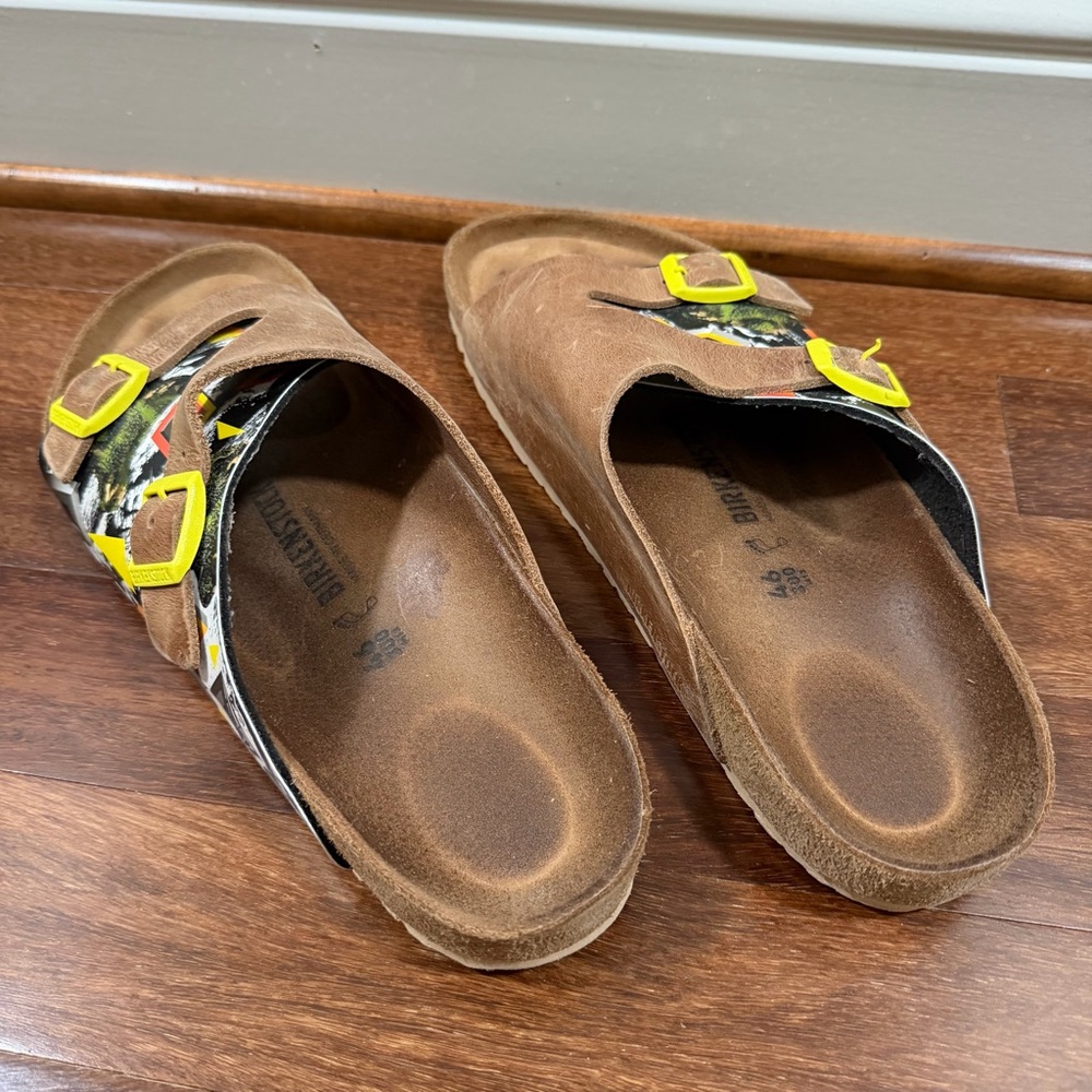 Birkenstock Zürich Brown Leather Sandals with Yellow Buckles Unisex EU46/USM12 - Picture 3 of 13